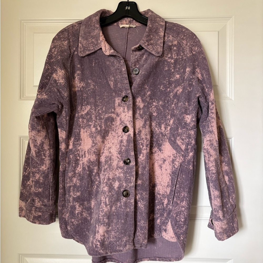 Purple and Pink Button-Up Corduroy Jacket